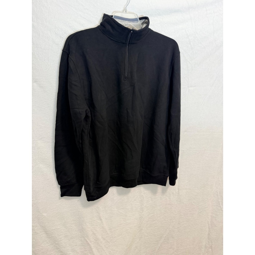 Russell Athletic Mens Quarter Zip Sweatshirt Black Fleece Pullover XL RMT2254